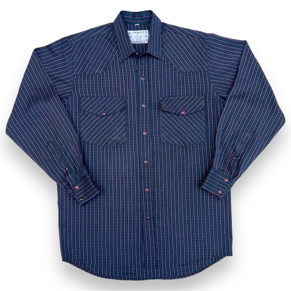 Mens Early Y2K Crazy Cowboy Pearl Snap Western Shirt size Medium